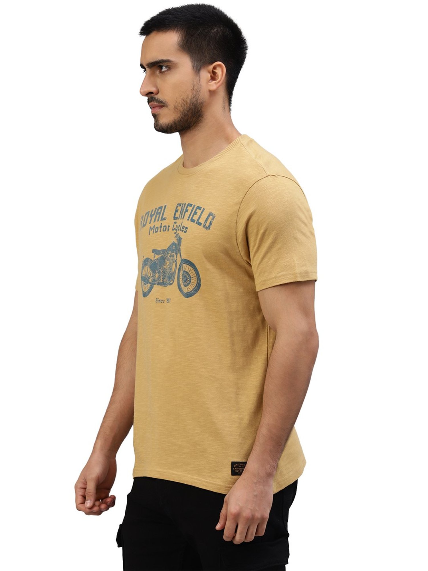 Royal Enfield 1901 Legacy Dark Khaki Regular Fit Printed Crew T-Shirt
