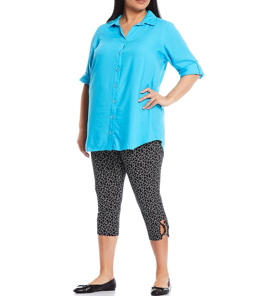 Intro Plus Size Solid Double Knit Tummy Control Leggings