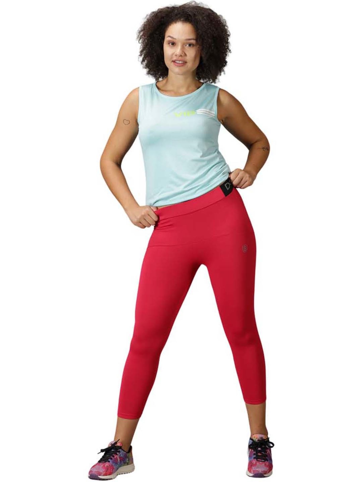 Domin8 Women Slim-Fit Tights With Elasticated Waist & Zipper Pocket