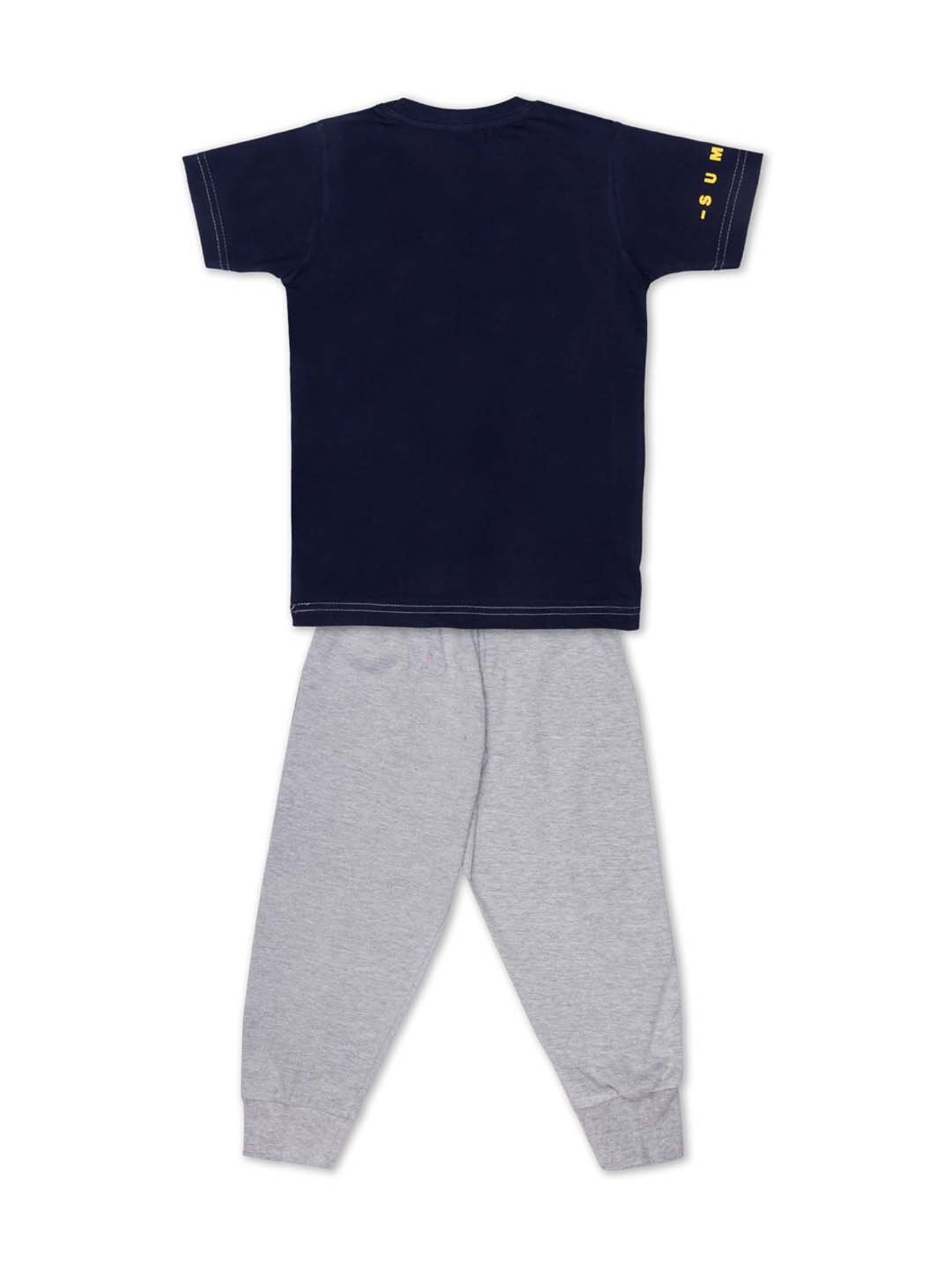 Todd N Teen Kids Navy Cotton Printed T-Shirt & Joggers