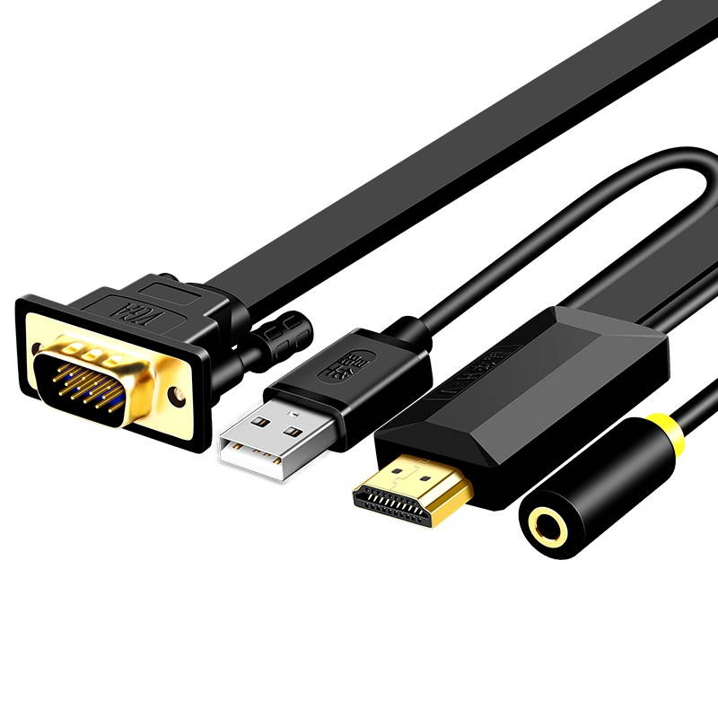 JH Tinned Golden Platted Interface HDMI to VGA Aux 3.5mm USB Power Adapter 3M