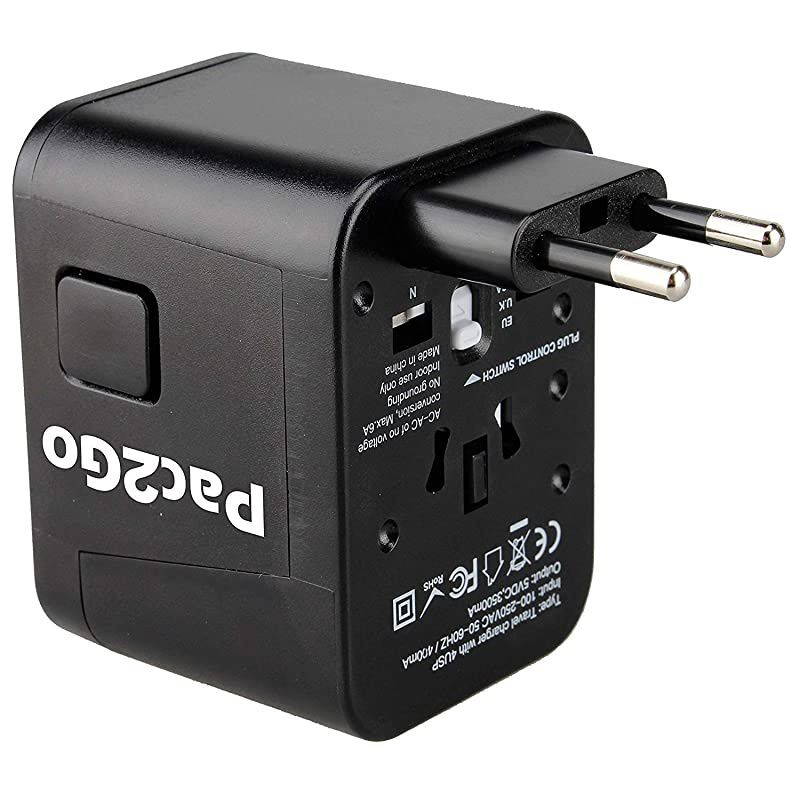 Universal Travel Adapter with Quad USB Charger AllinOne SurgeSpike Protected Electrical Plug with Fast Charging USB Ports International Power Socket Works in 192 Countries 4XUSBA