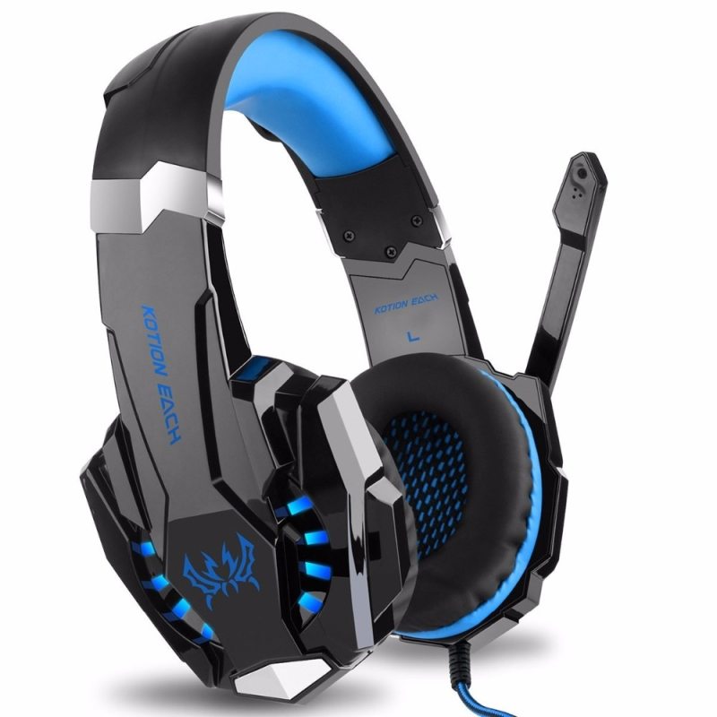 KOTION EACH PS4 Gaming Headset Deep bass Stereo Casque Wired Game Earphones Gaming Headphones  3.5+USB with Microphone for PS4 PC Laptop(Blue)