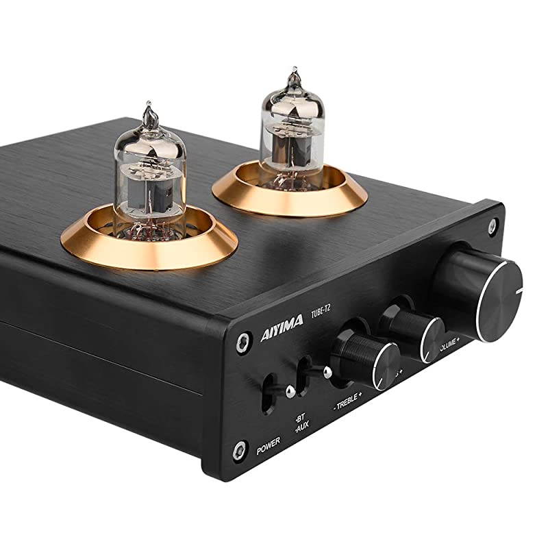 Audio 6J1 Tube Preamplifier Bluetooth 50 HiFi Treble Bass Adjustment Audio Preamplifier DC12V Amplifier Preamp for Home Theater System Silver+Bluetooth 50