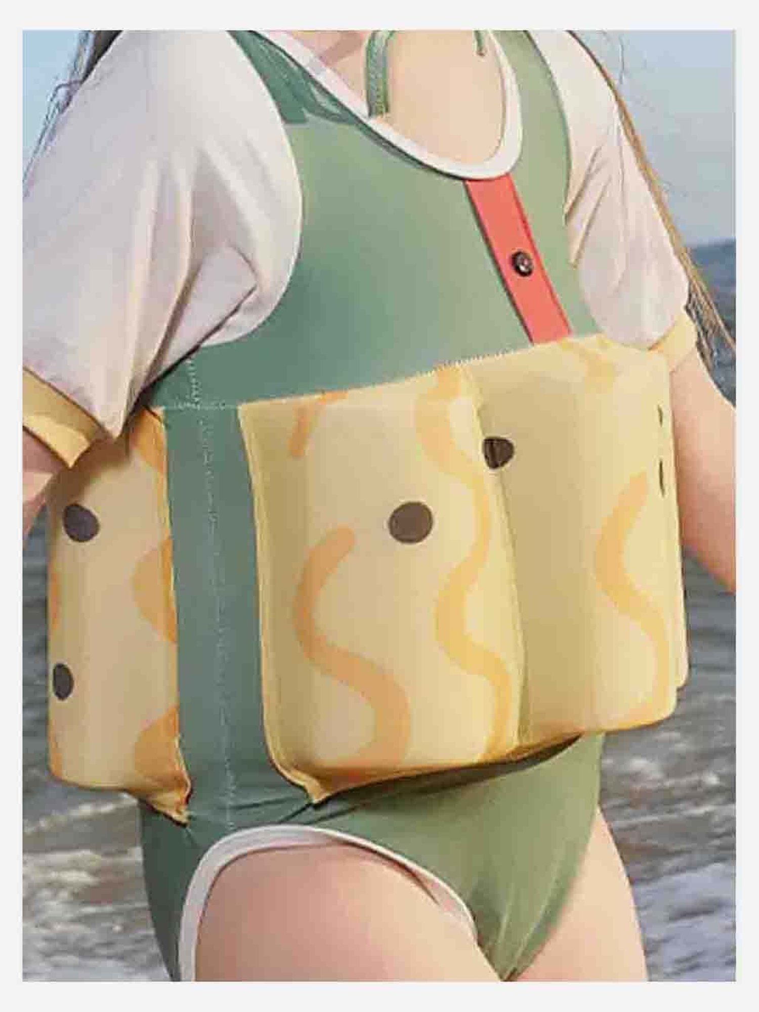 Little Surprise Box Kids Olive & Yellow Printed Swimfloatsuit