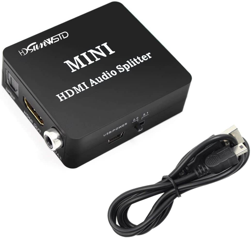 HDMI Audio Splitter Adapter HDMI to HDMI and Optical TOSLINK SPDIF +R/L Analog Audio Converter