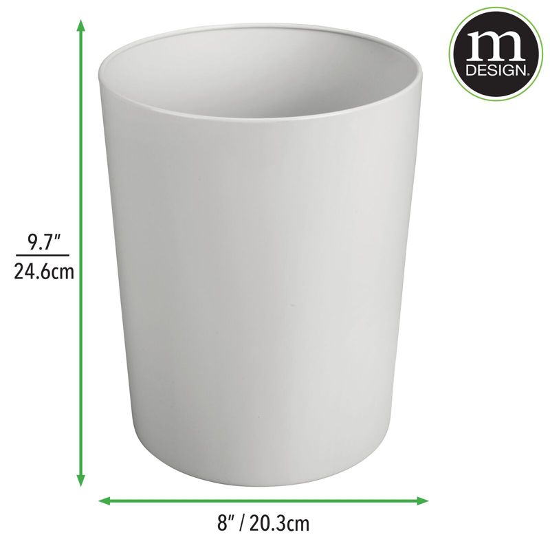 mDesign Round Metal Small Trash Can Wastebasket, Garbage Bin - Light Gray