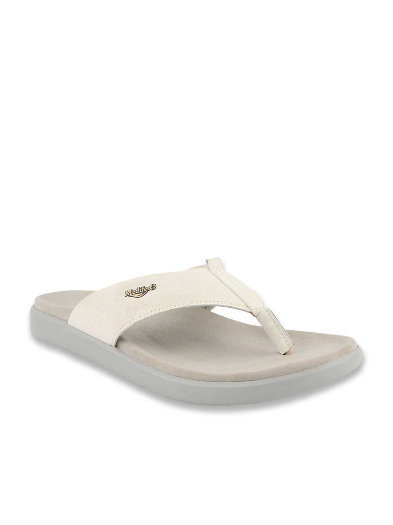 MediFeet Men's Cream Flip Flops