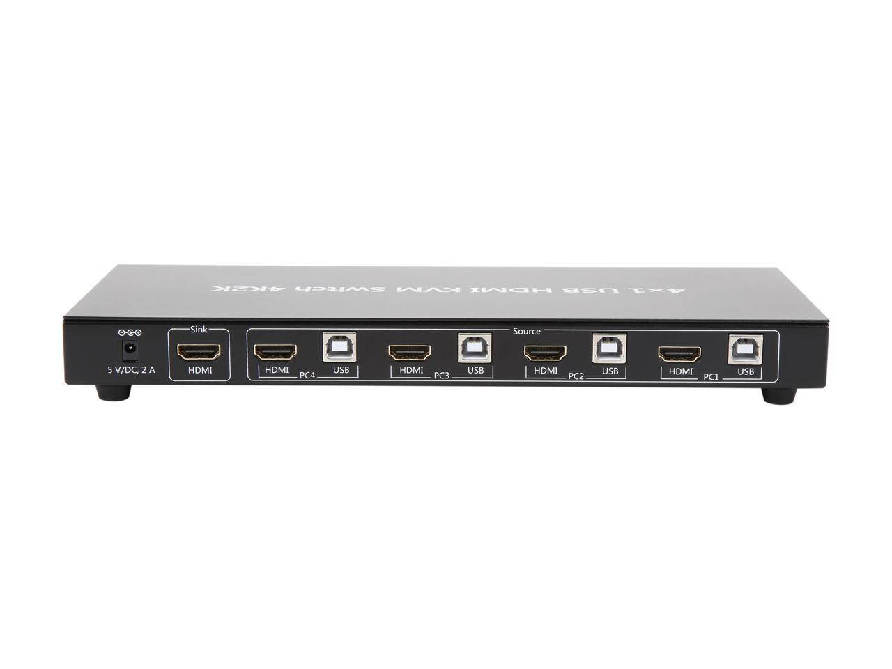 SA KVM-4UHMN KVM Switch, 4 Port HDMI KVM Switch with Cable Kit and Supports EDID HDCP 1080p 3D and Auto Scan,for Windows/XP/Vista Linux and Mac - 4 in 1 out