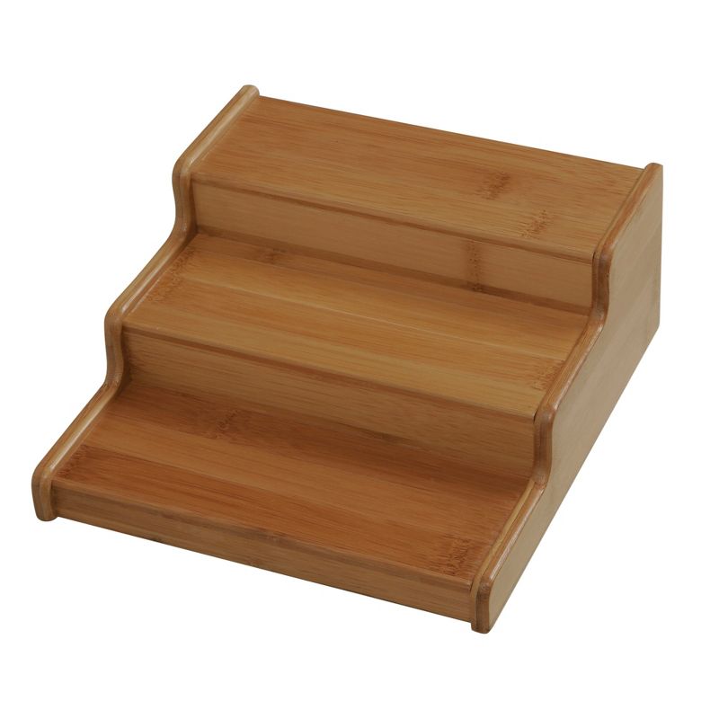 Seville Classics 3-Tier Expandable Bamboo Spice Rack Step Shelf Cabinet Organizer