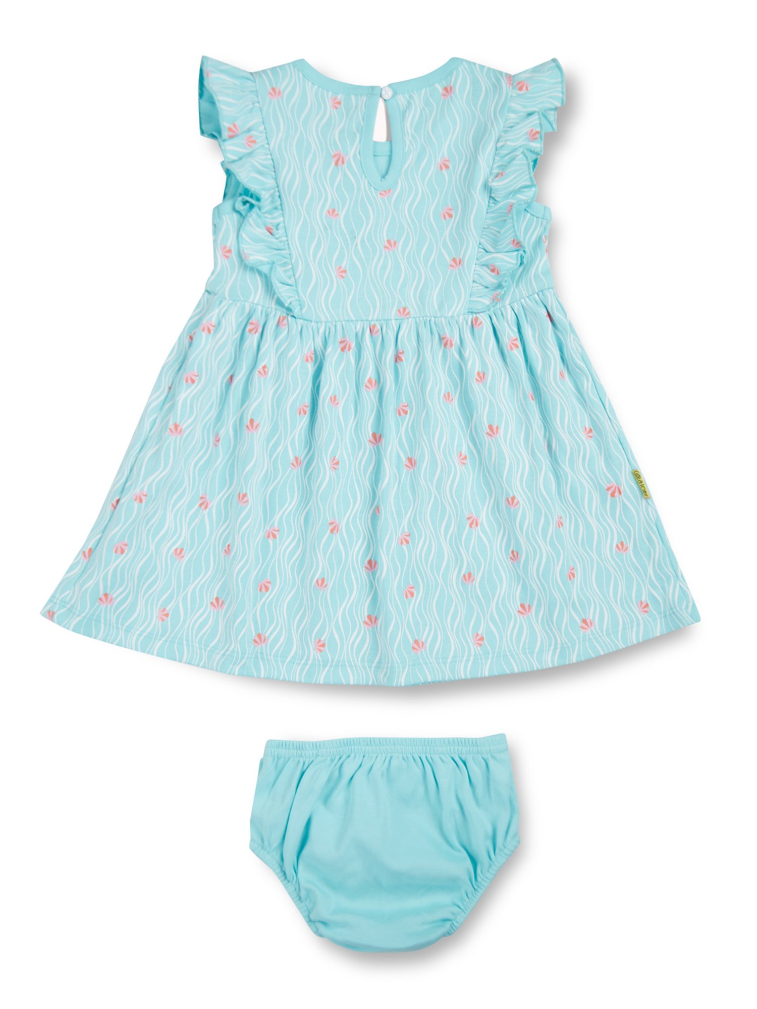 GJ baby  Blue Printed Dress with Bloomers