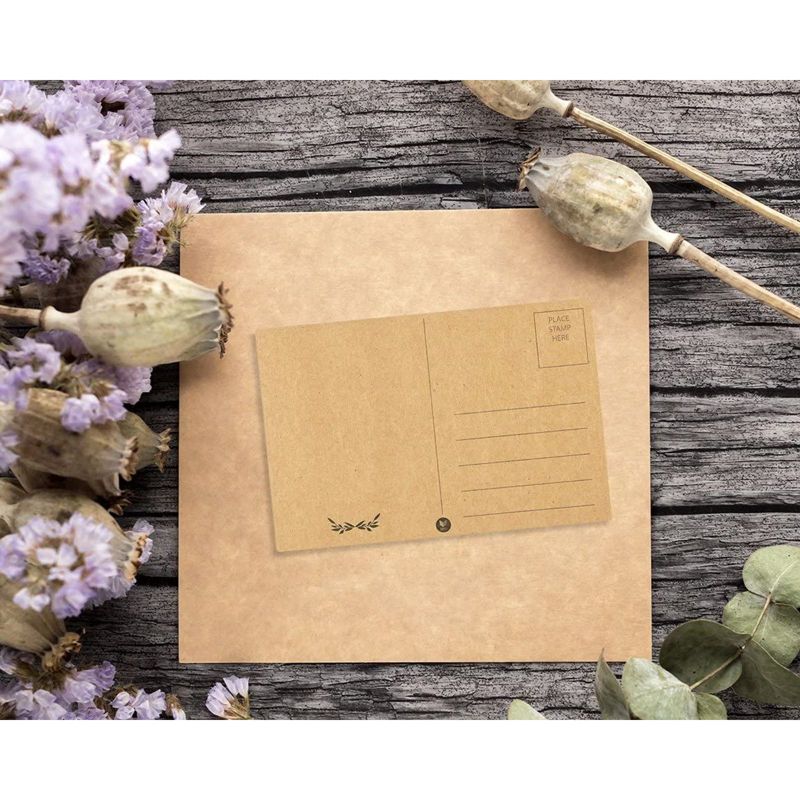 60-Pack Thank You Postcards - Kraft Paper - All Occasion Post Cards with Mailing Side- Flower Wreath Design - 4 x 6 Inches