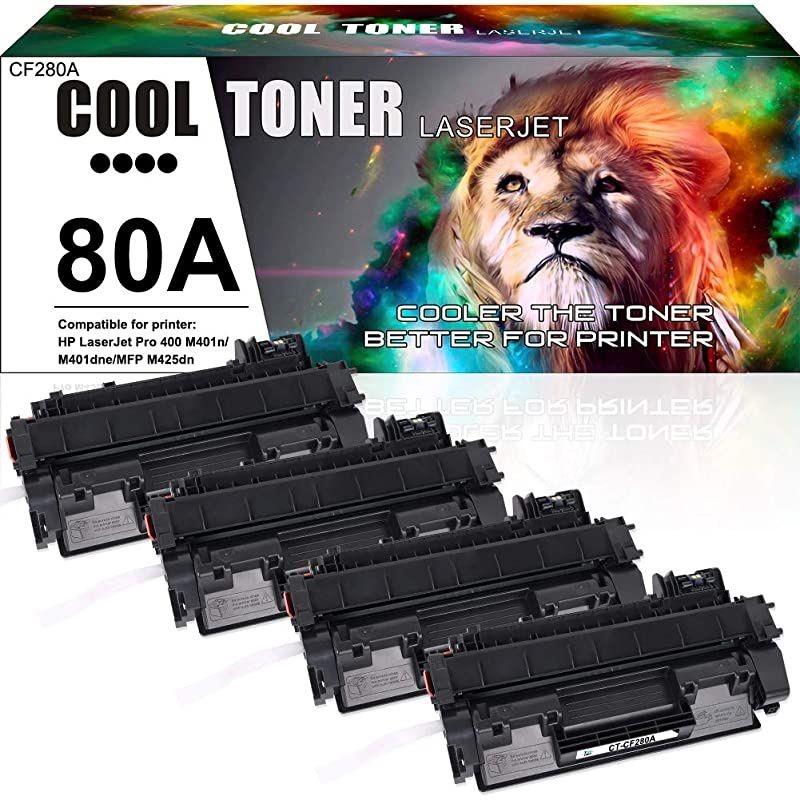 Compatible Toner Cartridge Replacement for HP 80A CF280A 80X CF280X HP Laserjet Pro 400 M401n MFP M425dn M401dne M401dn M401dw M425dw Laserjet Pro 400 Toner M401 M425 Ink (Black, 4-Pack)