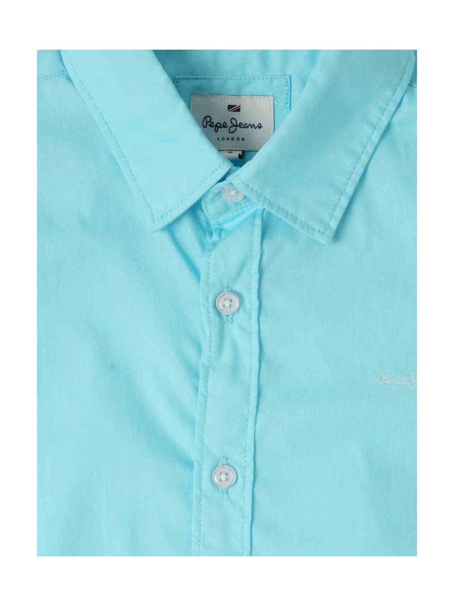 Pepe Jeans Boys Blue Solid Full Sleeves Shirt