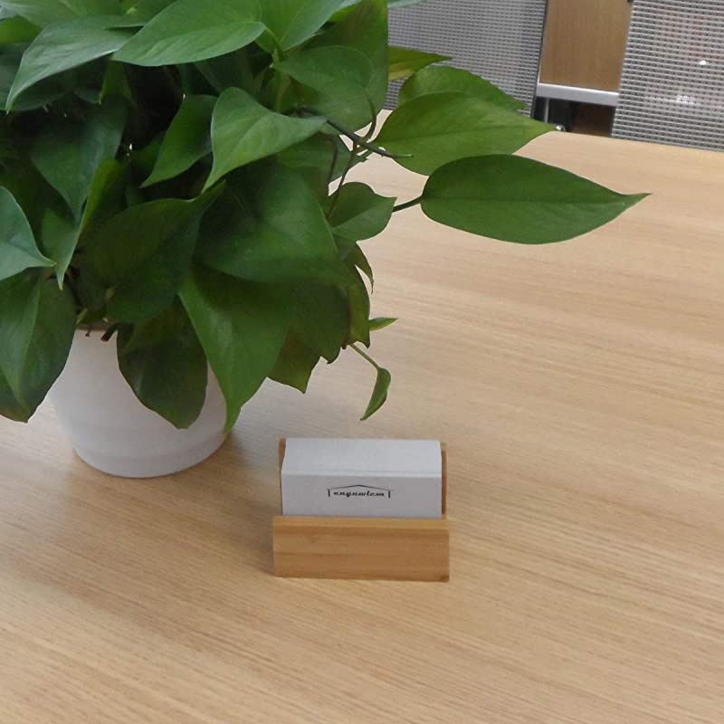 Bamboo Wood Desktop Business Card Holder for Desk Sturdy Business Card Display Stand for Office Suitable for Men Women