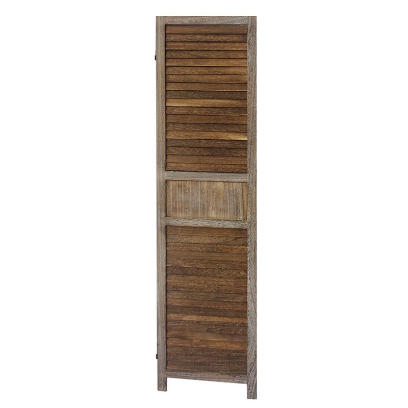 3 Panel Foldable Wooden Divider Privacy Screen with Grains and Metal Hinges Brown/Gray - The Urban Port