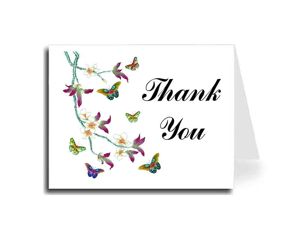 Artisan Decor Watercolor Butterflies Thank You Card Set of 30 (Iris Font)