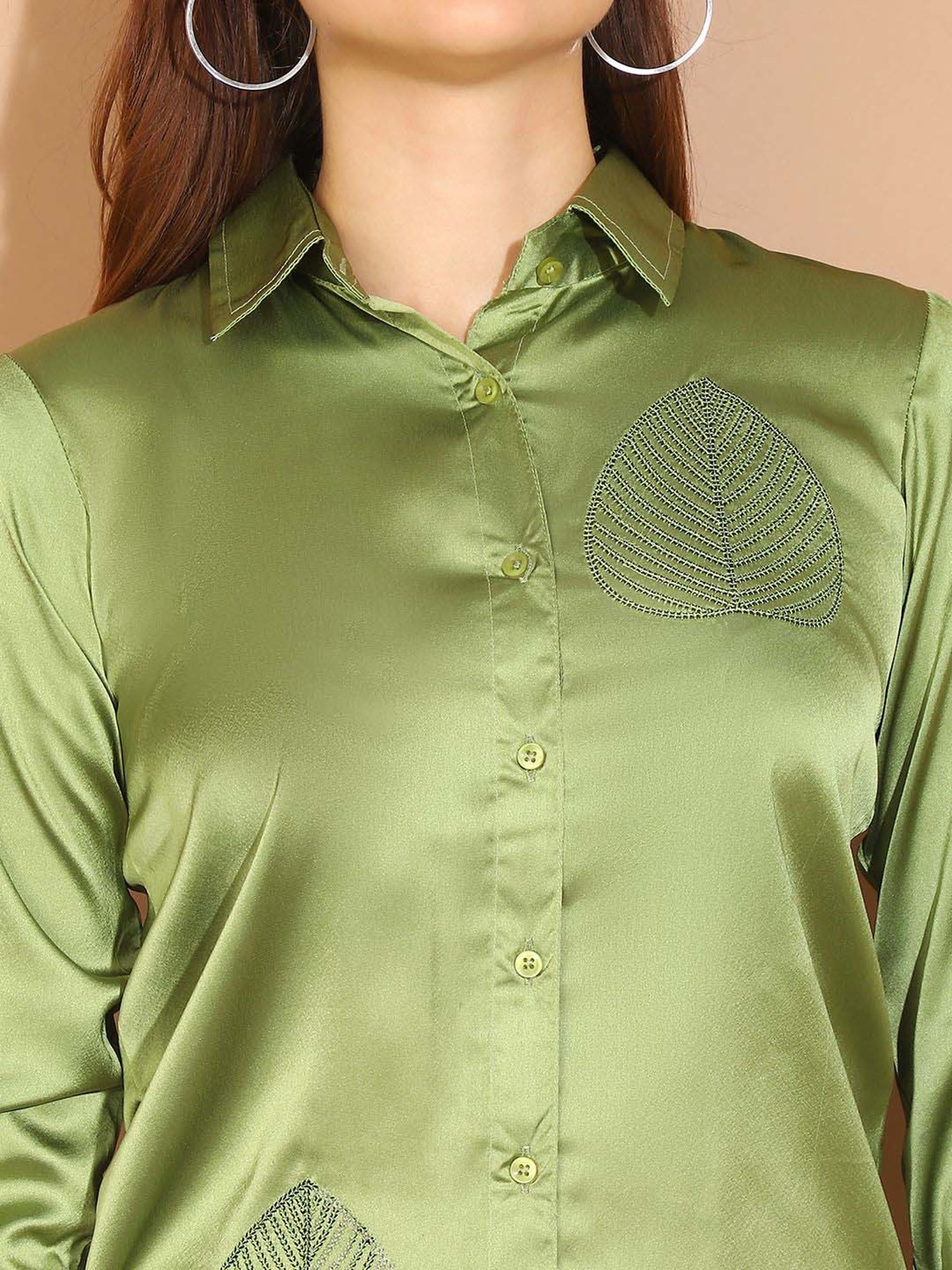 Indian Needle Green Embellished Shirt Pants Set
