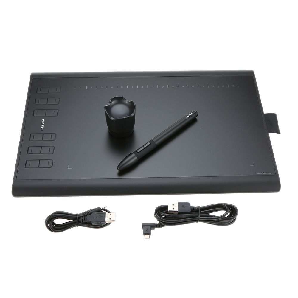 Huion Graphic Drawing Tablet Micro USB New 1060PLUS with Built-in 8G Memory Card 12 Express Keys Digital Painting Rechargeable Pen