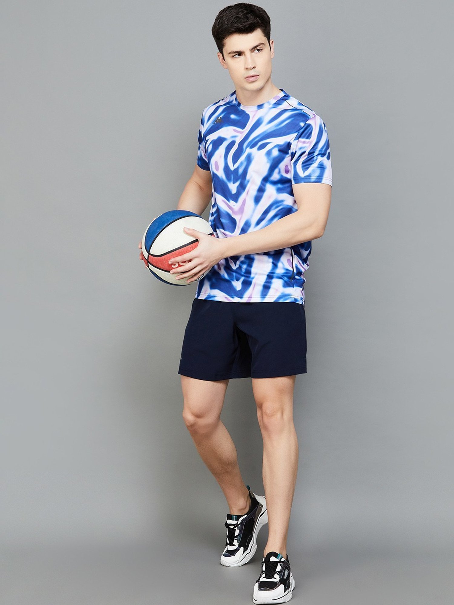 KAPPA Blue Regular Fit Printed Sports T-Shirt