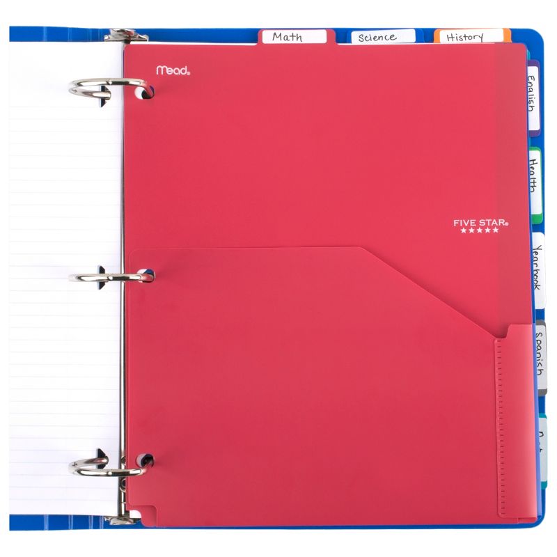 JAM Paper 8 5/8'' x 11 1/2'' 6pk Plastic 3 Hole Punch Binder Envelopes, Hook & Loop Closure, 1" Expansion - Multicolor