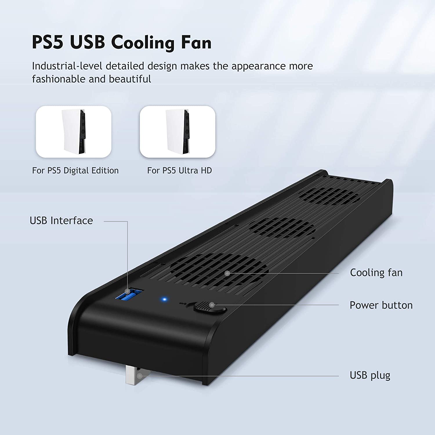 ROME CARE Console Cooling 3 Cooler Fans For Sony Playstation 5, Host Accessories Super Cooling Fan For PS5 Gaming Console USB Ports, Gamer Dust Plug Cover Kit, Ultra HD Game Console Accessories Heat S