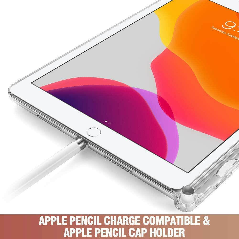 iPad 10.2 Tablet Case | [Lumos] Slim Clear Back Flip Cover with Pencil Holder