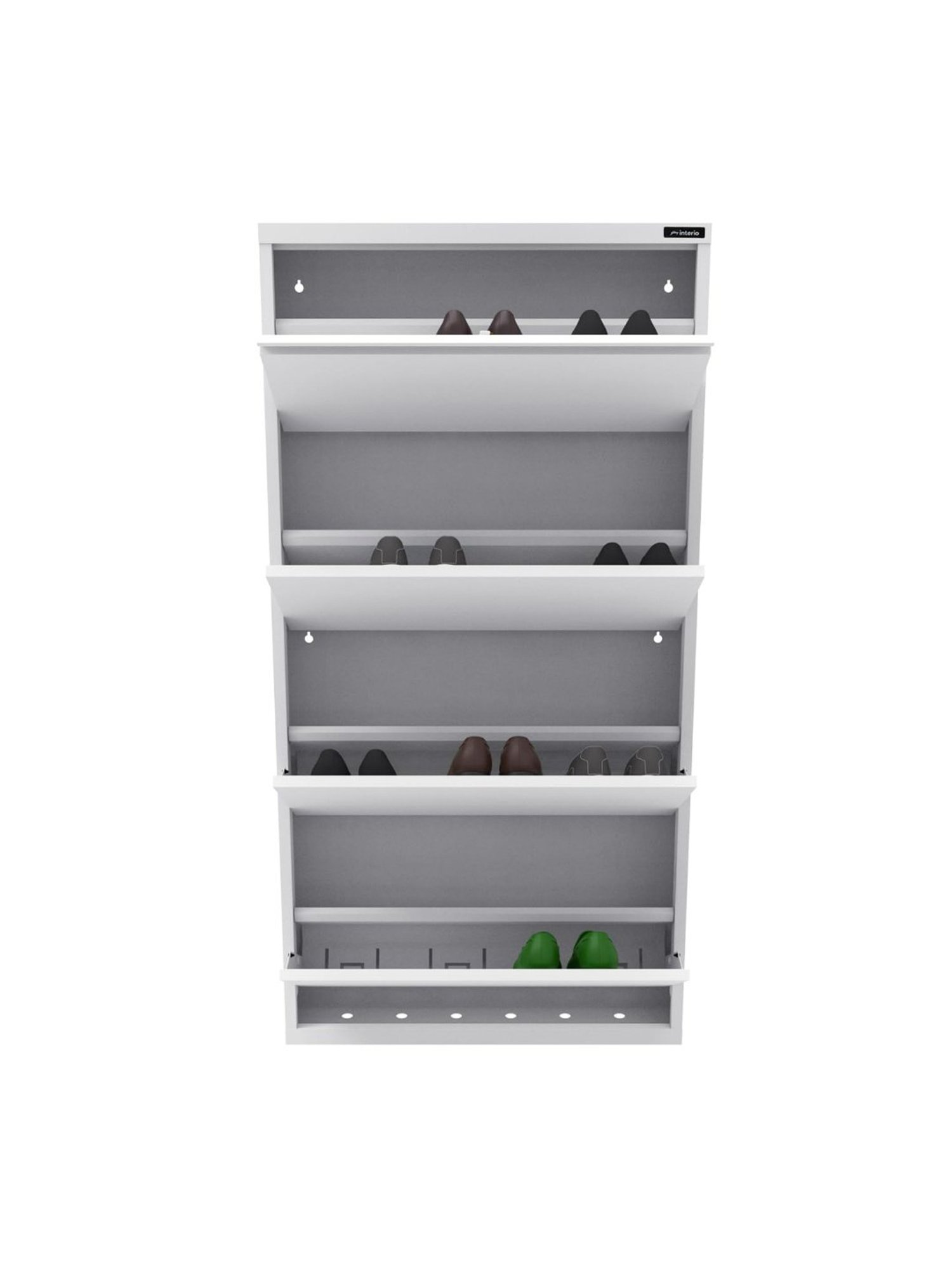 Delite Kom Metal Shoe Rack - 24" 10 Shelf, Double Decker, Ivory, PowderCoat, Wall Mount, DIY