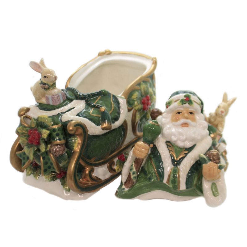 Tabletop 10.75" Holly Santa Cookie Jar Woodland Rabbits Bunny Cosmos Gifts Corp.  -  Food Storage Containers