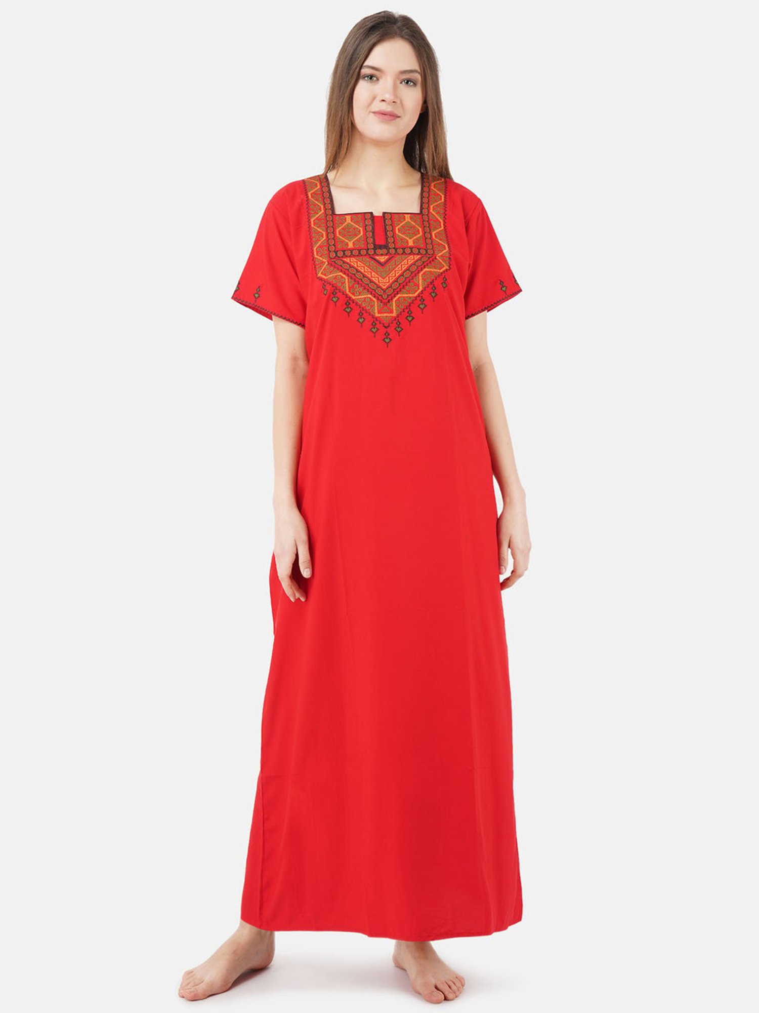 KOI SLEEPWEAR Red Embroidered Nighty