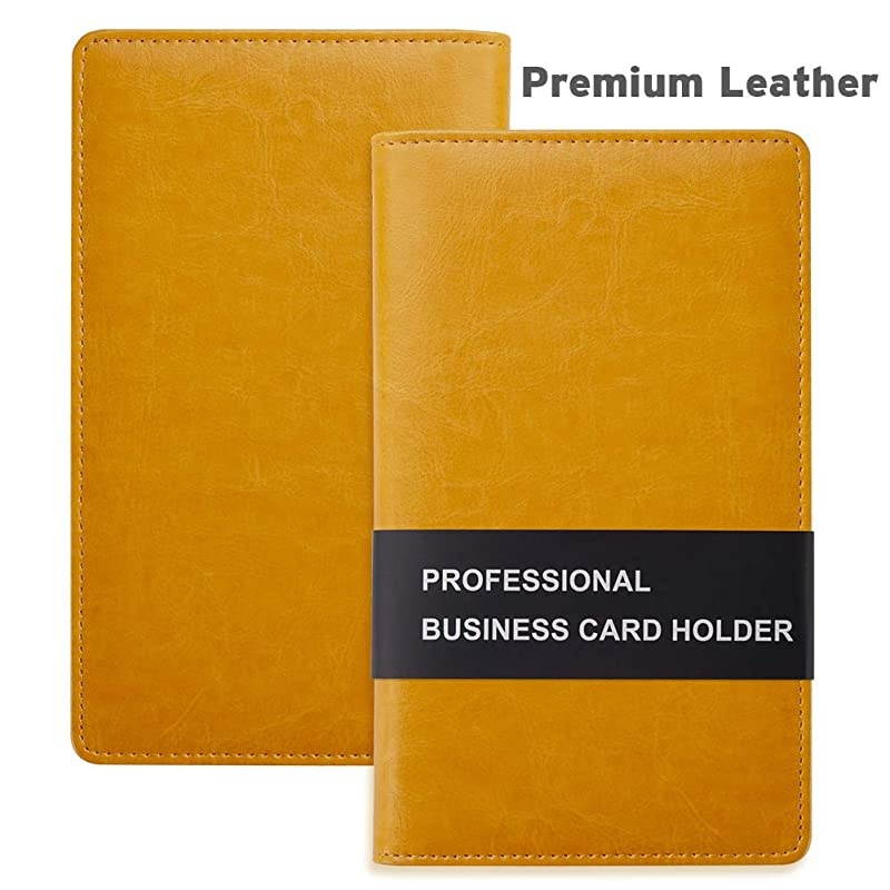 Leather Business Card Book Holder Professional Business Cards Book Organizer PU Name Card Credit Cards Book Holder Booklet Orange