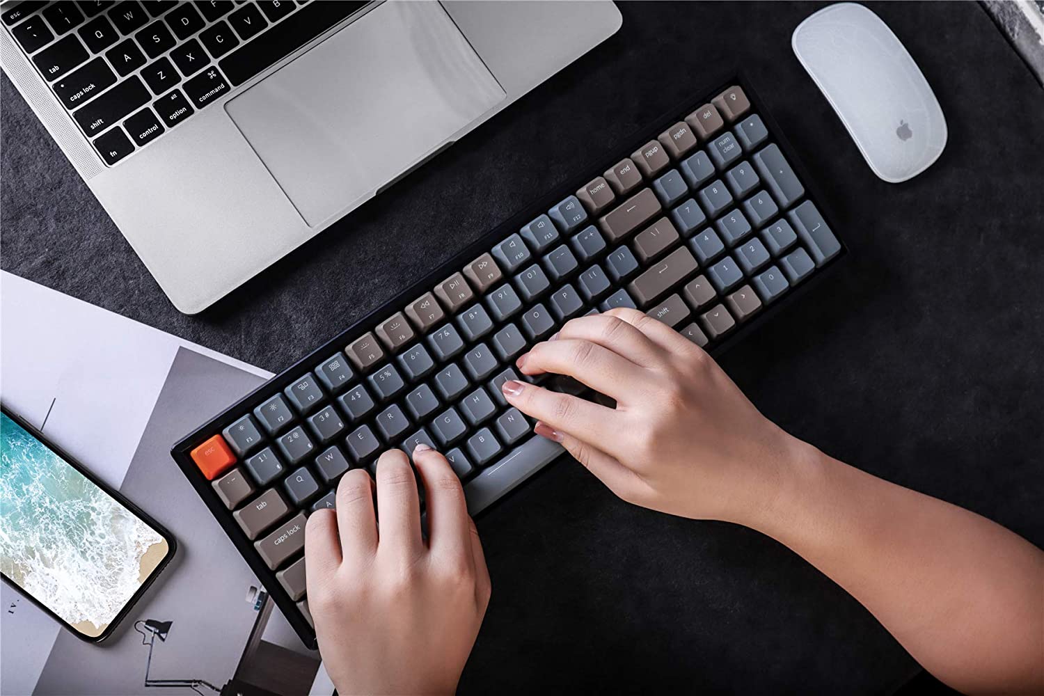 Keychron K4 Wireless Bluetooth/USB Wired Gaming Mechanical Keyboard, Compact 100 Keys RGB LED Backlit Gateron Red Switch N-Key Rollover, Aluminum Frame for Mac Windows