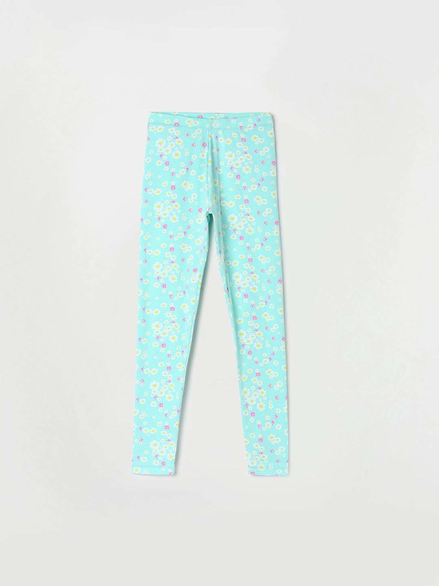 Fame Forever by Lifestyle Girls Aqua Blue Cotton Floral Print Leggings