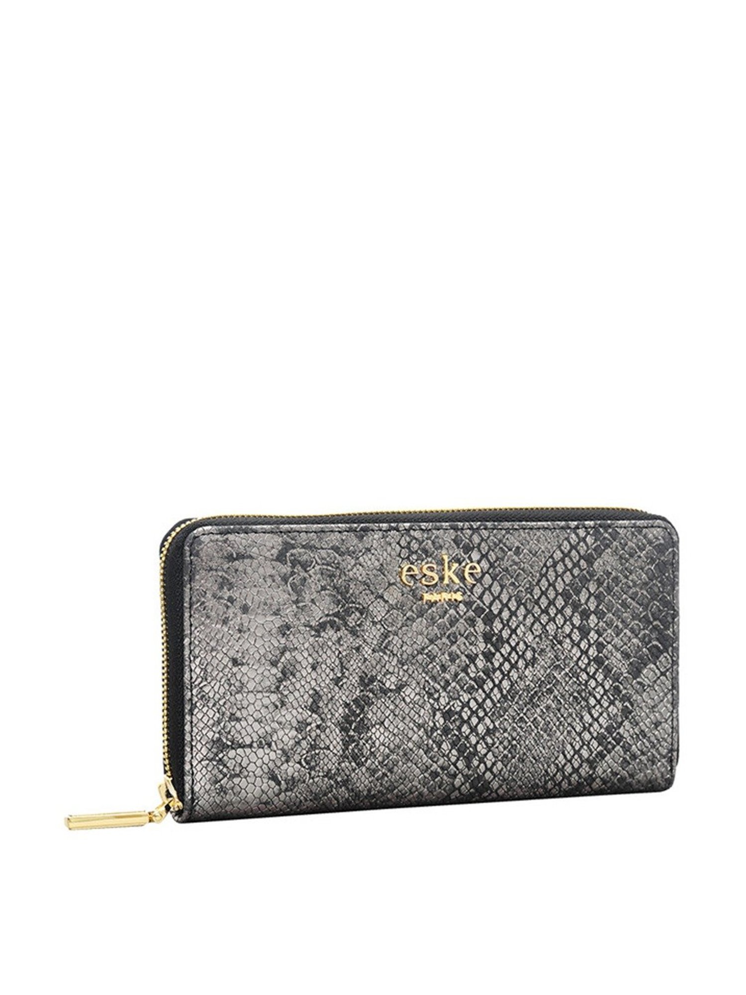 Eske Black Printed Zip Around Wallet for Women