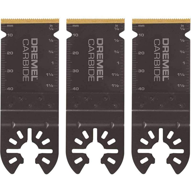 Dremel MM485B Multi-Max 1.7 x 1.5 Universal Quick Fit System Resilient Carbide Construction Flush Cut Oscillating Saw Blade, 3 Pack