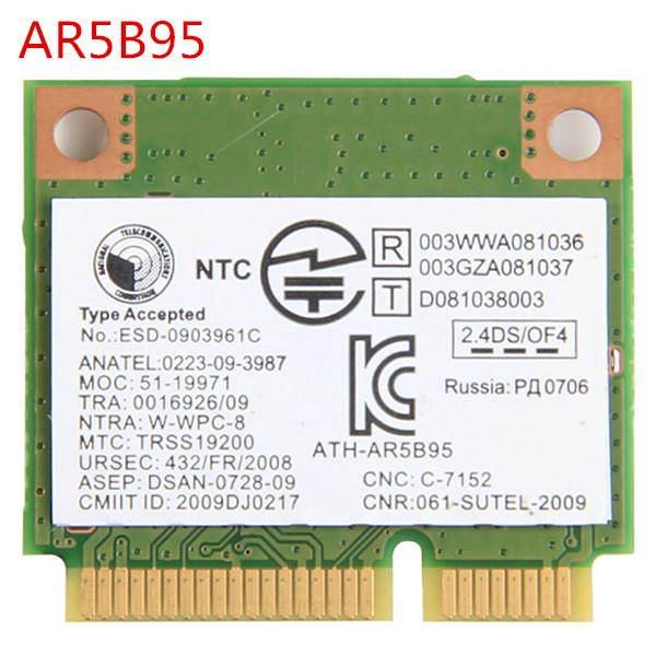 Atheros AR5B95 Wireless WiFi Card 802.11b/g/n Half Mini PCI-E network express Wi-fi WLAN Card for Dell Acer Asus Samsung