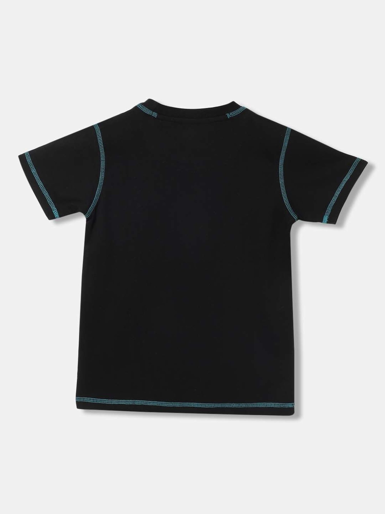 Blue Giraffe Kids Black Cotton Printed T-Shirt