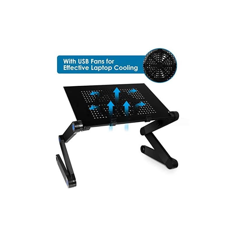 Desk for Bed 2020 Upgraded Stand with Large Cooling Fan amp Mouse Pad Foldable Aluminum Office Desk for BedSofaCouch Lap Tray