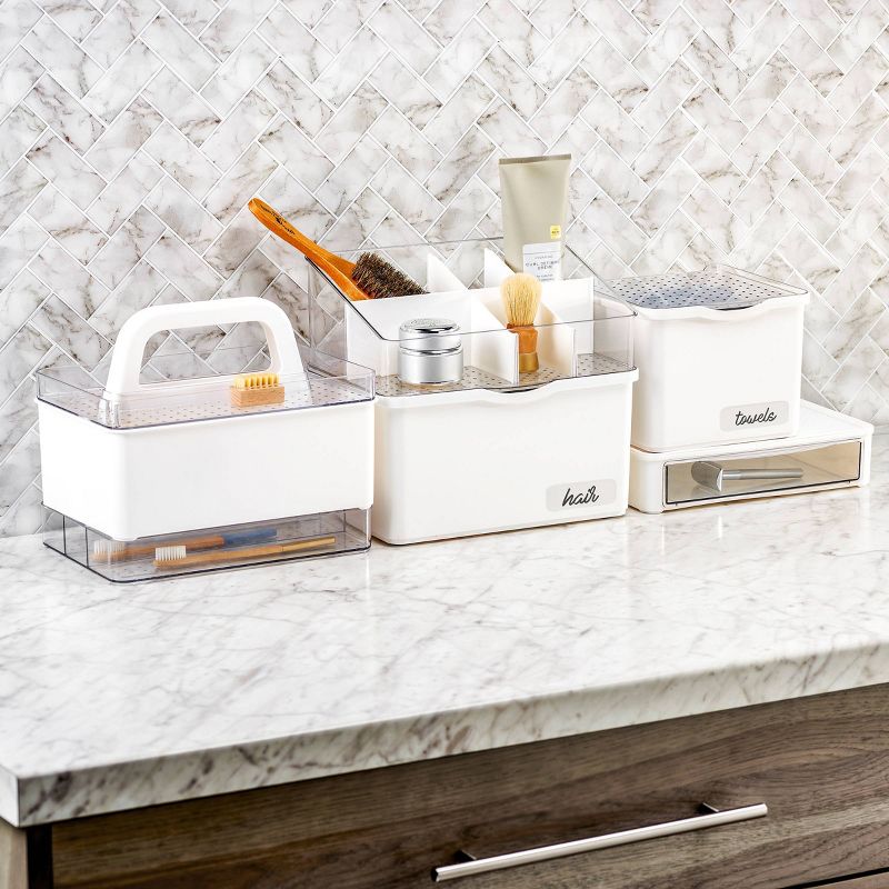 Small Stacking Bin with Lid Clear/White - Madesmart