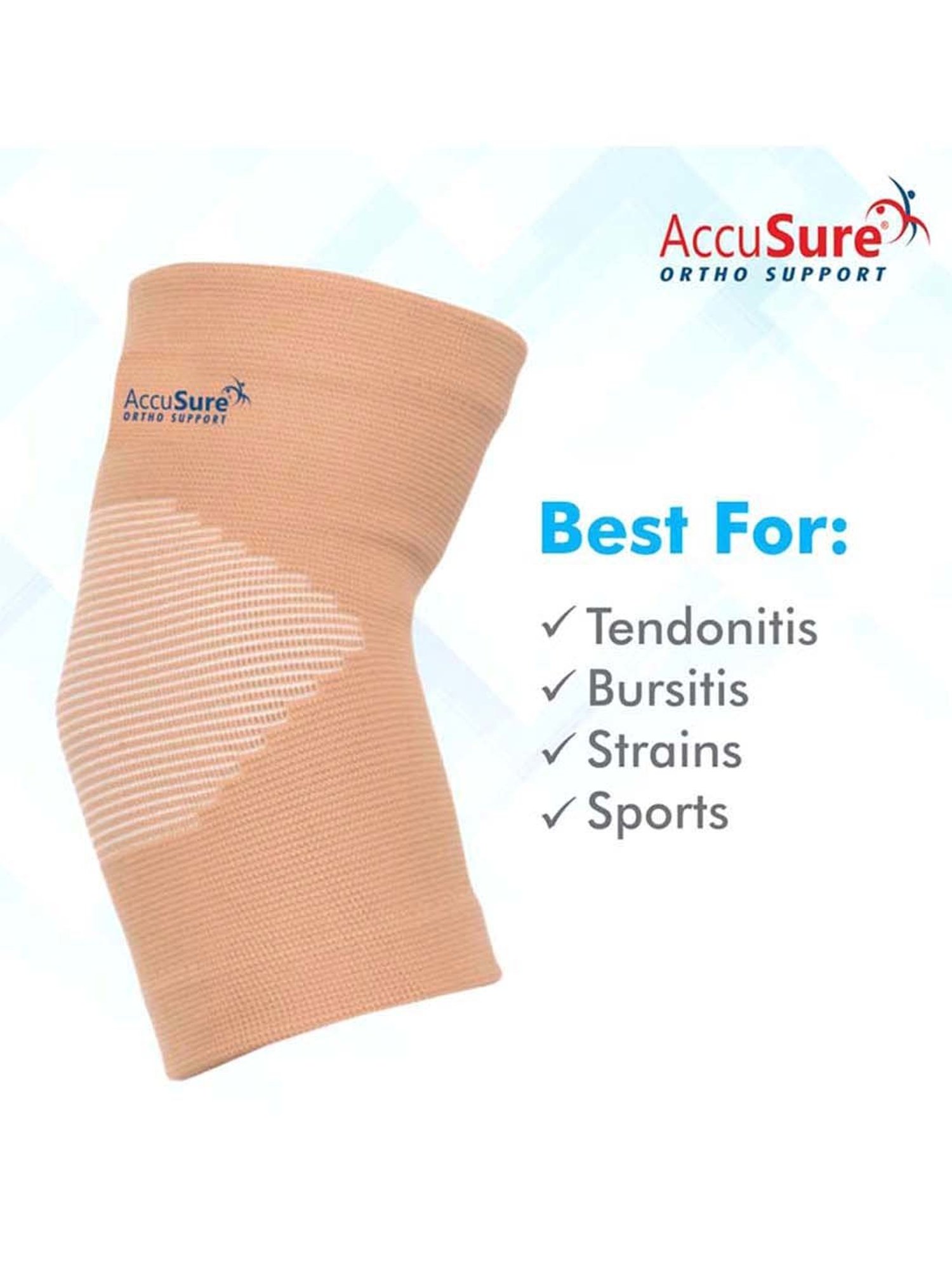 AccuSure Elbow Support Compression Support Elbow Sleeve for Men & Women - Medium