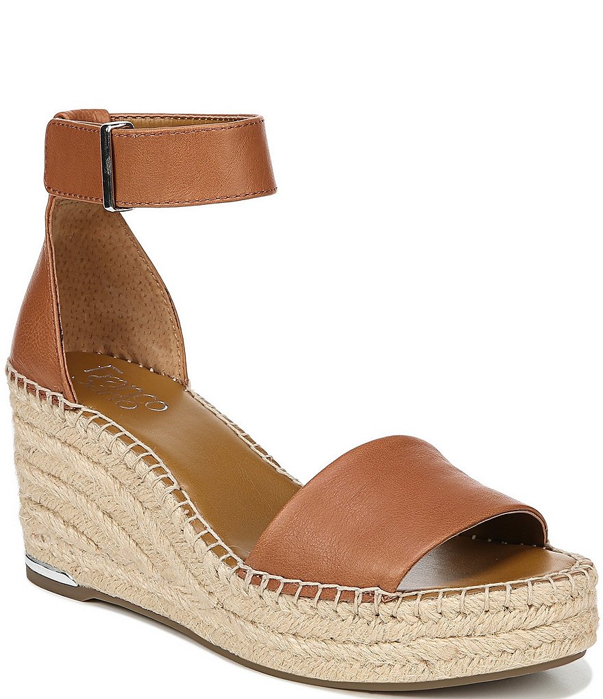 Franco Sarto Clemens Leather Wedge Espadrille Sandals