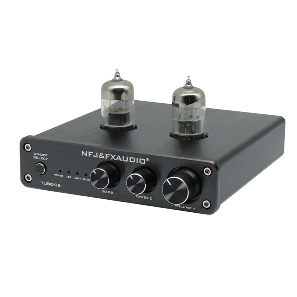 FX-AUDIO TUBE-06 Tube Preamplifier Home Audio Tube 6N3 Pre Amplifier Input PC-USB AUX Bass&Treble Adjustment DC12V/1A Power Supply