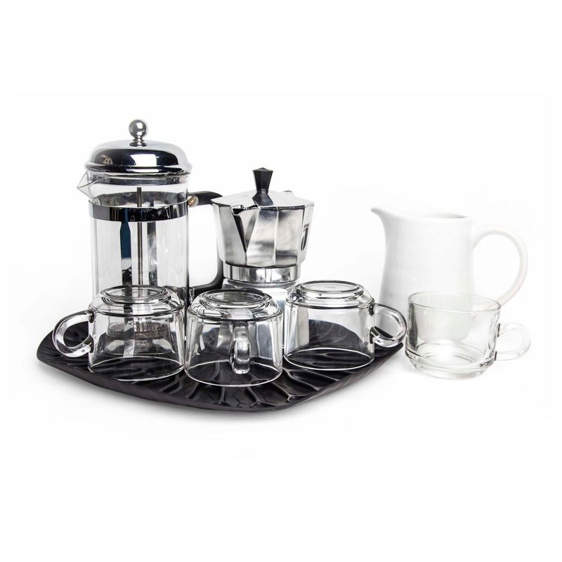 Design Ideas Bai Bua Lilypad Tray - Plastic Serveware - Black, 12.8" x 12.8" x 0.9"