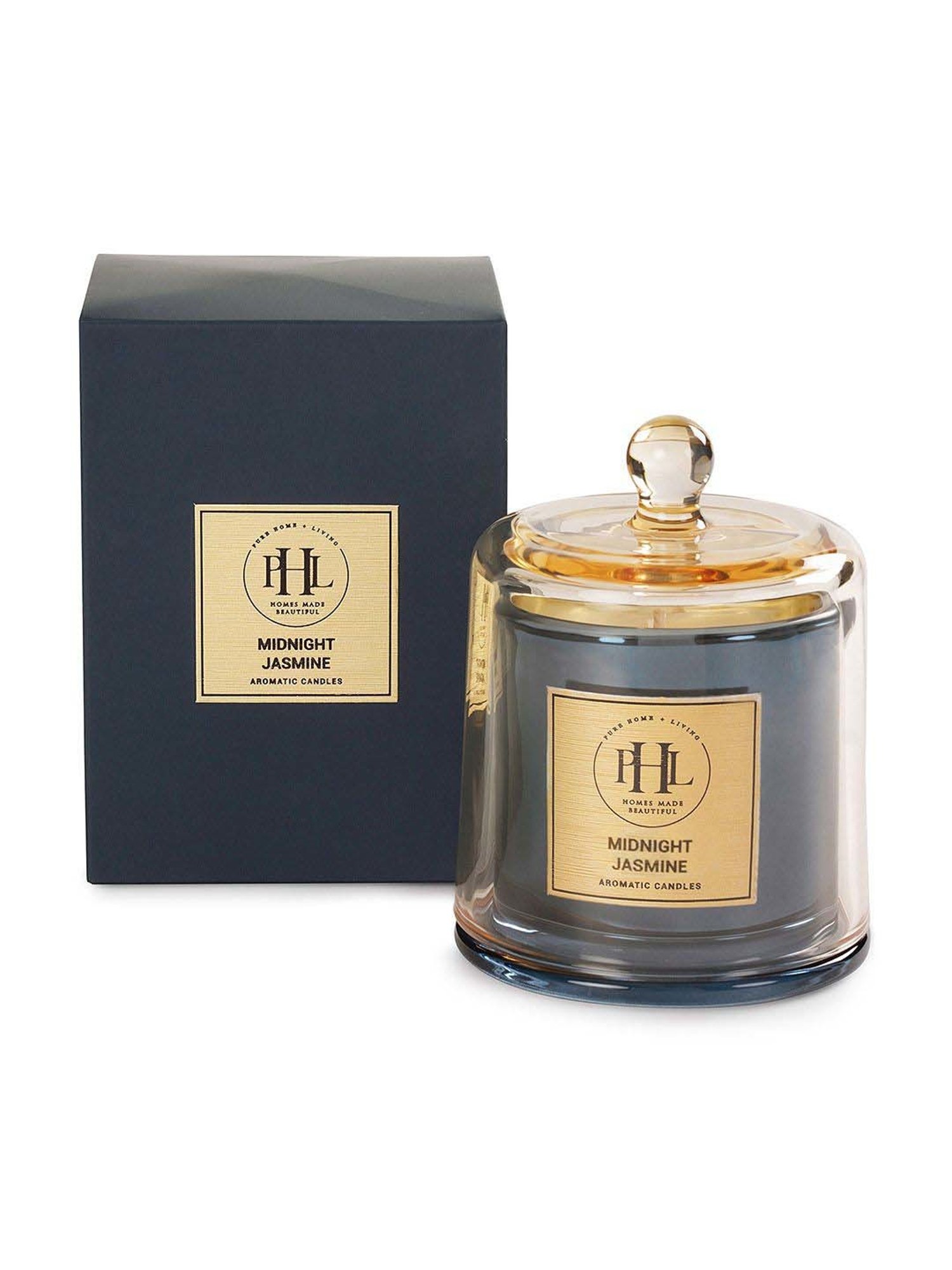 Pure Home and Living Blue Glass Midnight Jasmine Bell Jar Candle (150ml)