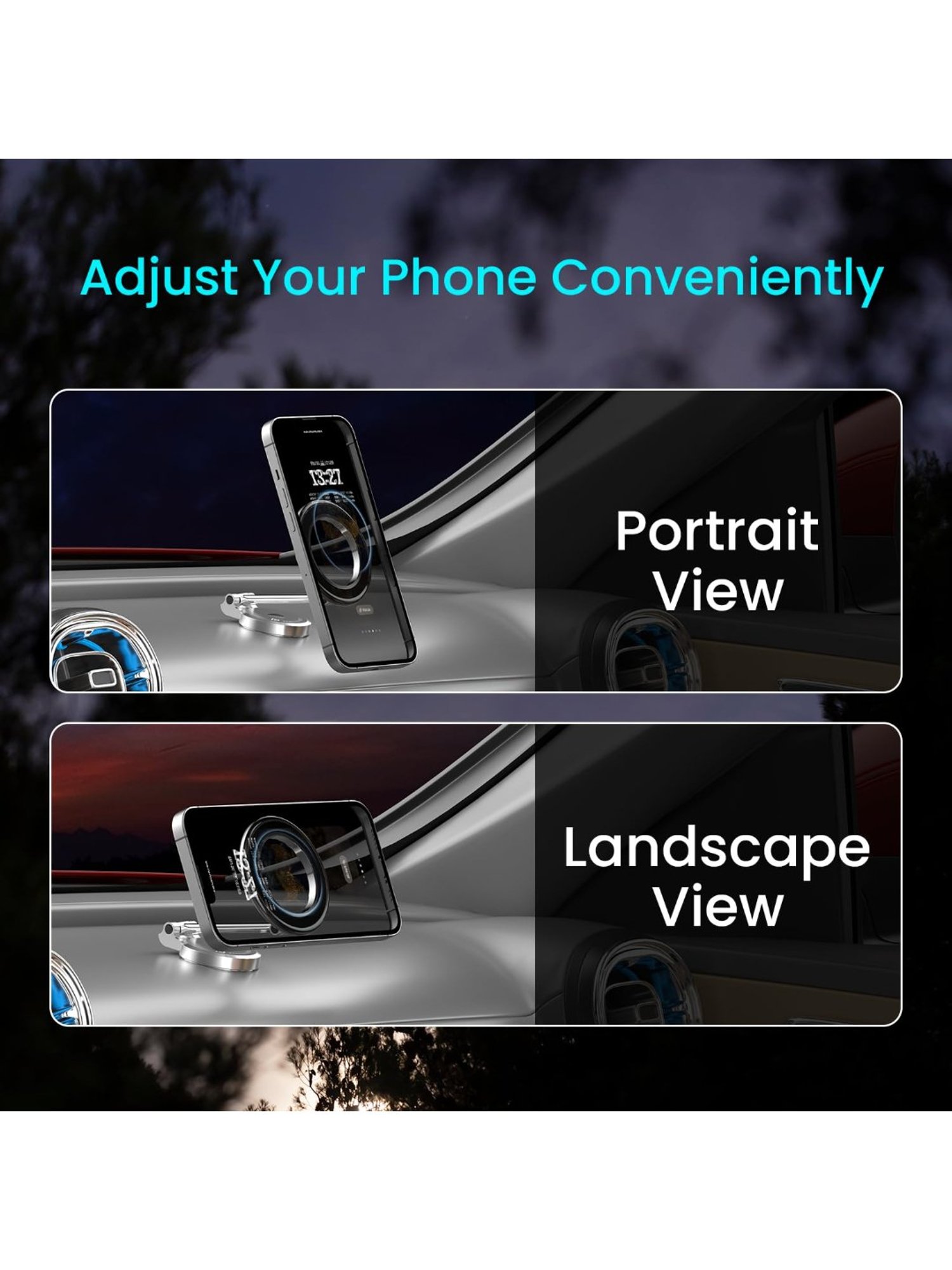 Portronics Mogun 3 Premium 360 Degree Rotation Magnetic Mobile Holder (Black)