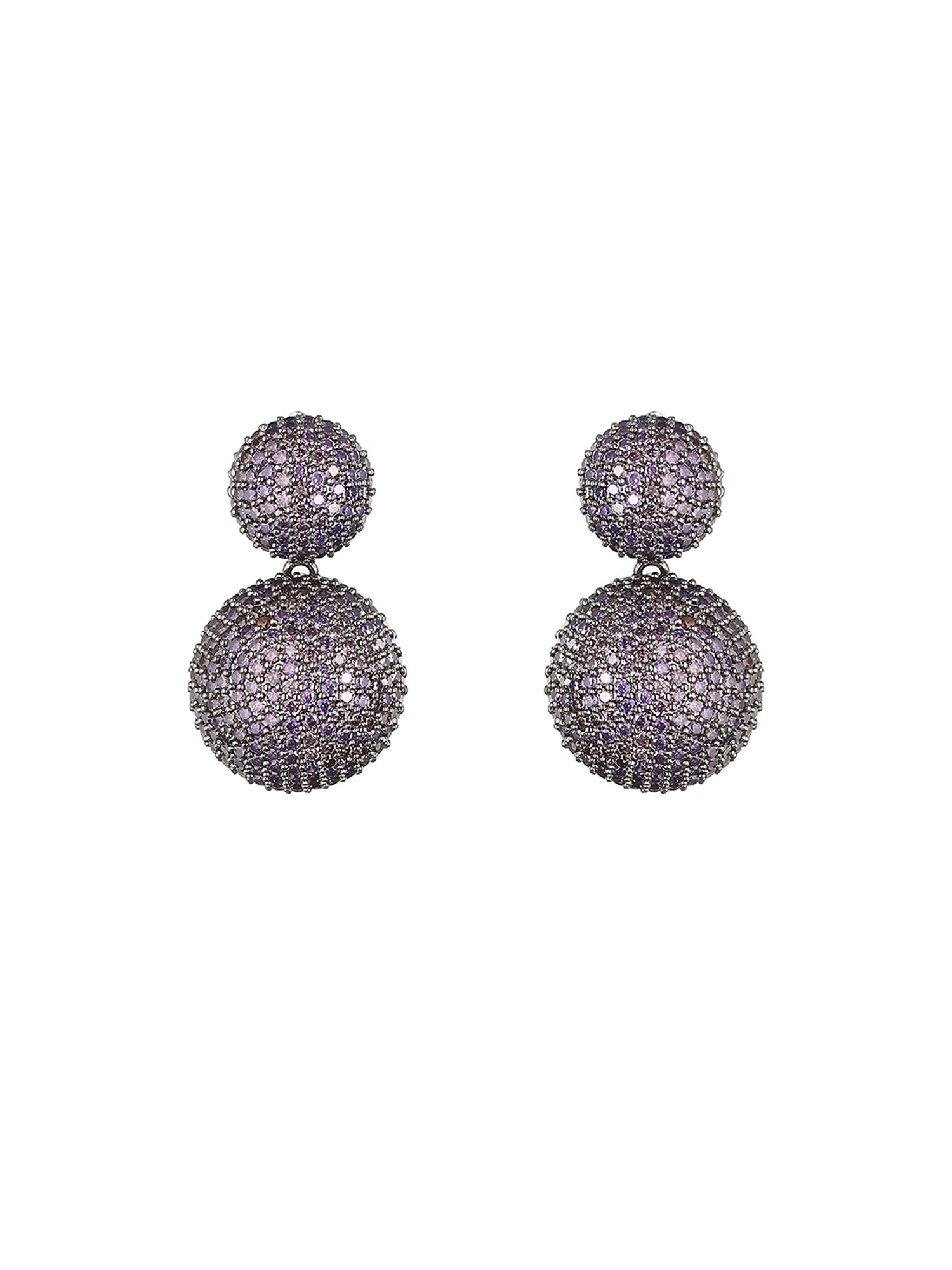 Saraf RS Jewellery Plated Purple Amethyst Studded Drop earrings