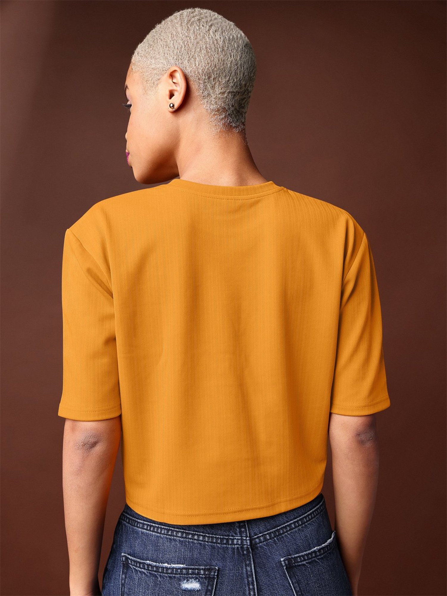 PURVAJA Yellow Regular Fit Crop Top