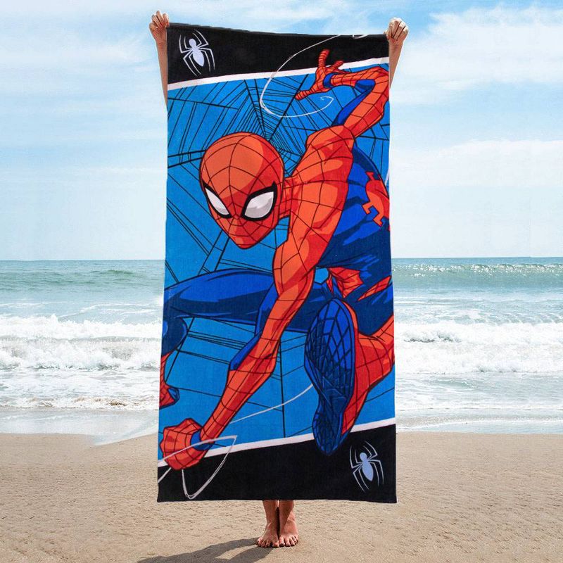 Marvel Spider-Man on the Web Beach Towel Blue