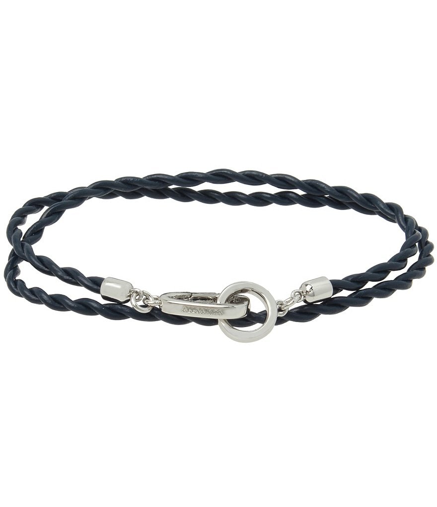 AllSaints Woven Leather Double Wrap Bracelet