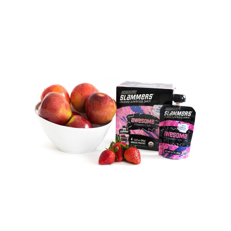 Organic Slammers Superfood Snack Awesome Fruit & Veggie Pouches - 3.17oz 4pk
